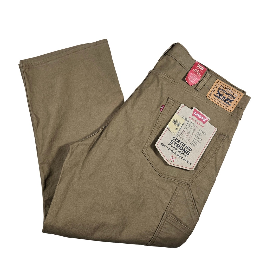 Levis Workwear 565 Double Knee Pants Men 44x32 Brown Duck Canvas Utility Stretch